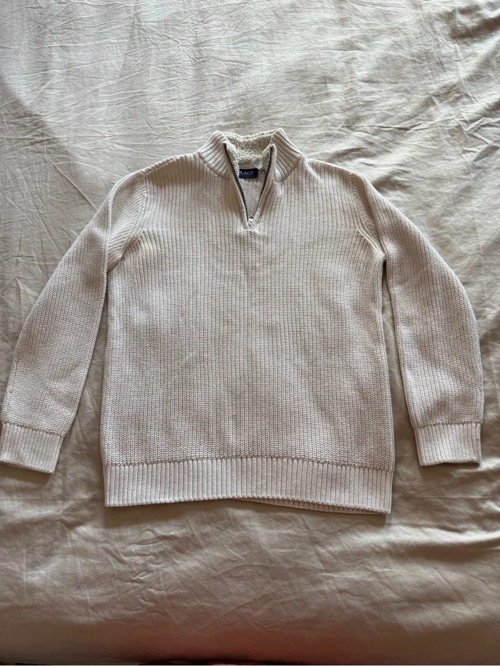 Children’s Place Boy's Cream Half-Zip Knit Sweater
